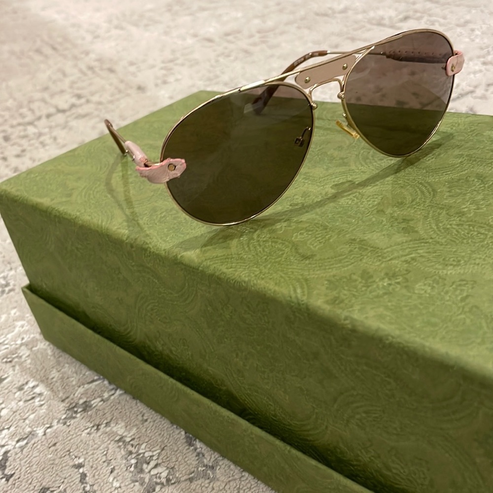 Chloe Aviator Sunglasses with Leather trim